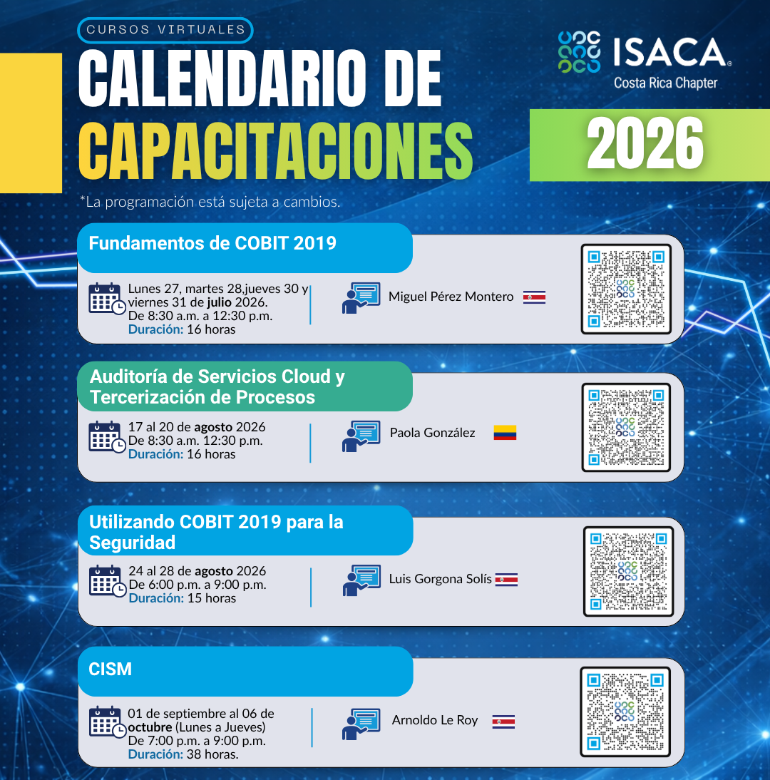 Reserva estas fechas en su agenda - Charlas, cursos, talleres y Eventos de ISACA 2026 