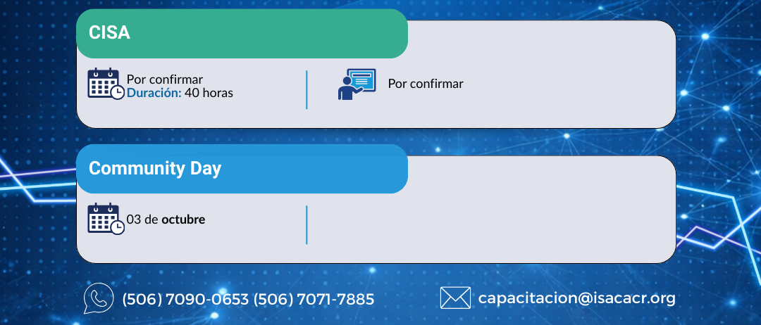 Reserva estas fechas en su agenda - Charlas, cursos, talleres y Eventos de ISACA 2026 