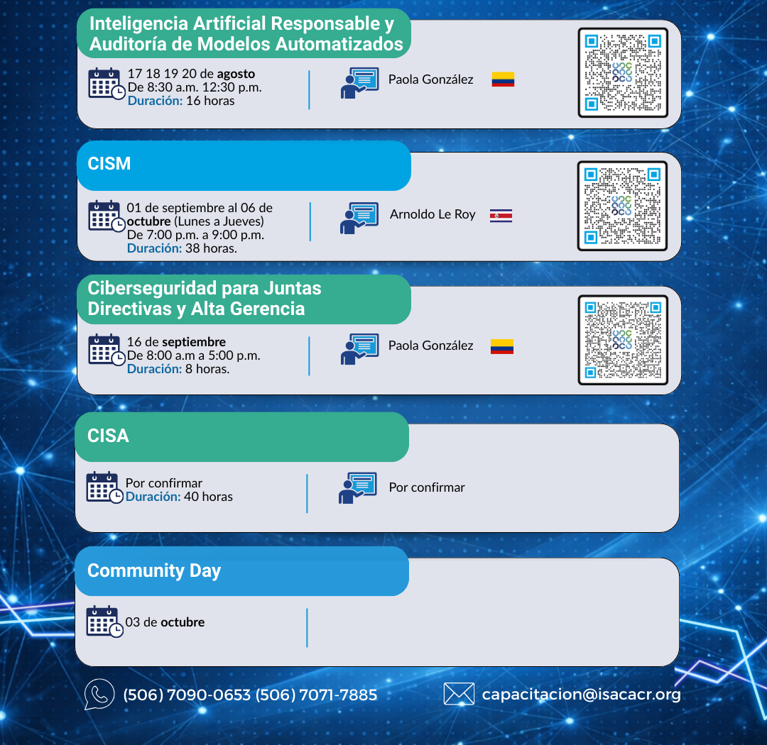 Reserva estas fechas en su agenda - Charlas, cursos, talleres y Eventos de ISACA 2026 