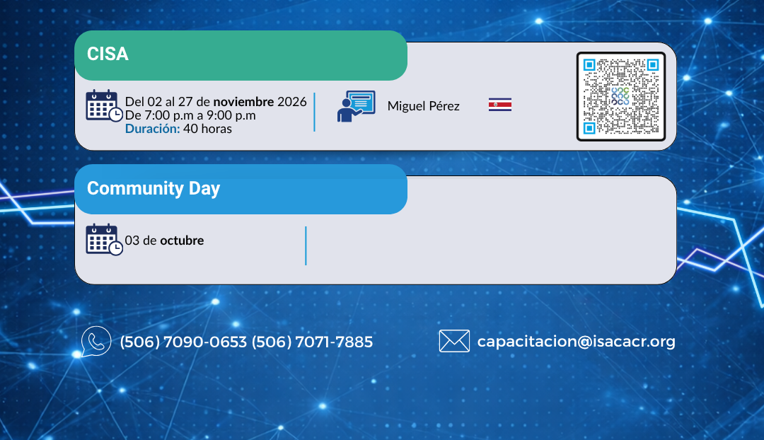 Reserva estas fechas en su agenda - Charlas, cursos, talleres y Eventos de ISACA 2026 