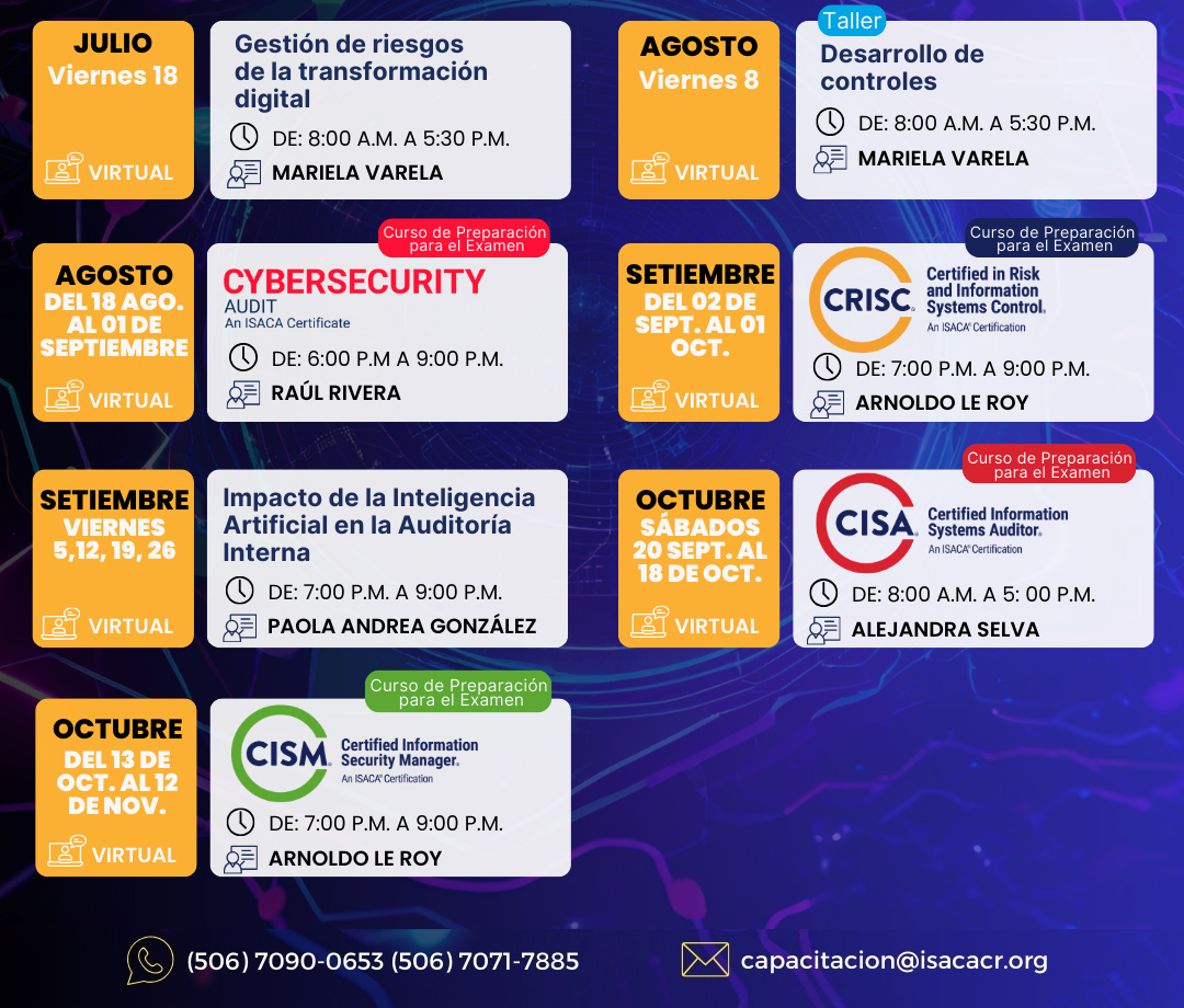 Transforma tu carrera: Talleres, Certificaciones y Seminarios ISACA 2025.