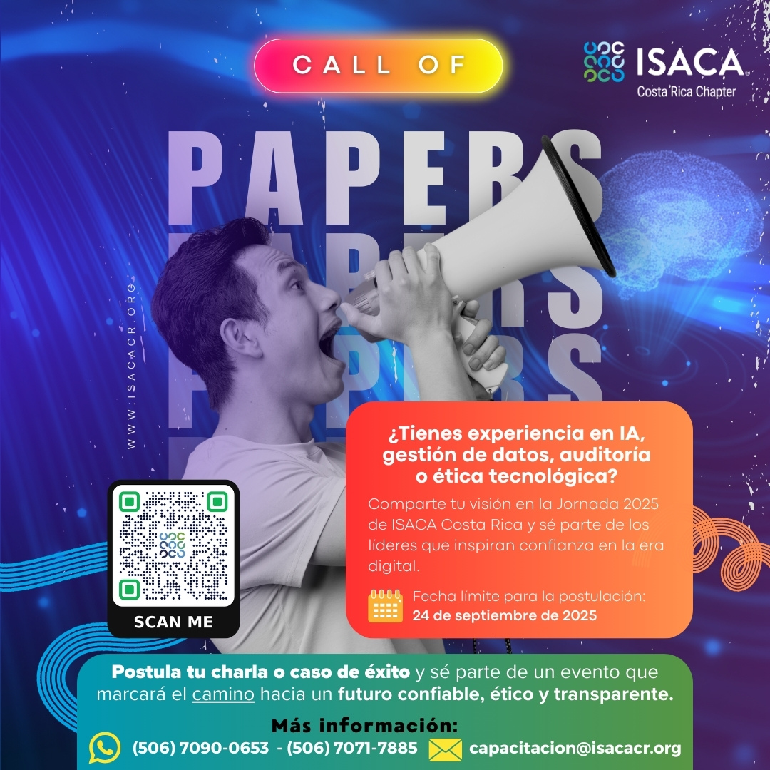 ISACA Costa Rica abre oficialmente su Call of Papers para la Jornada 2025, que se llevará a cabo presencialmente este 18 de noviembre. 