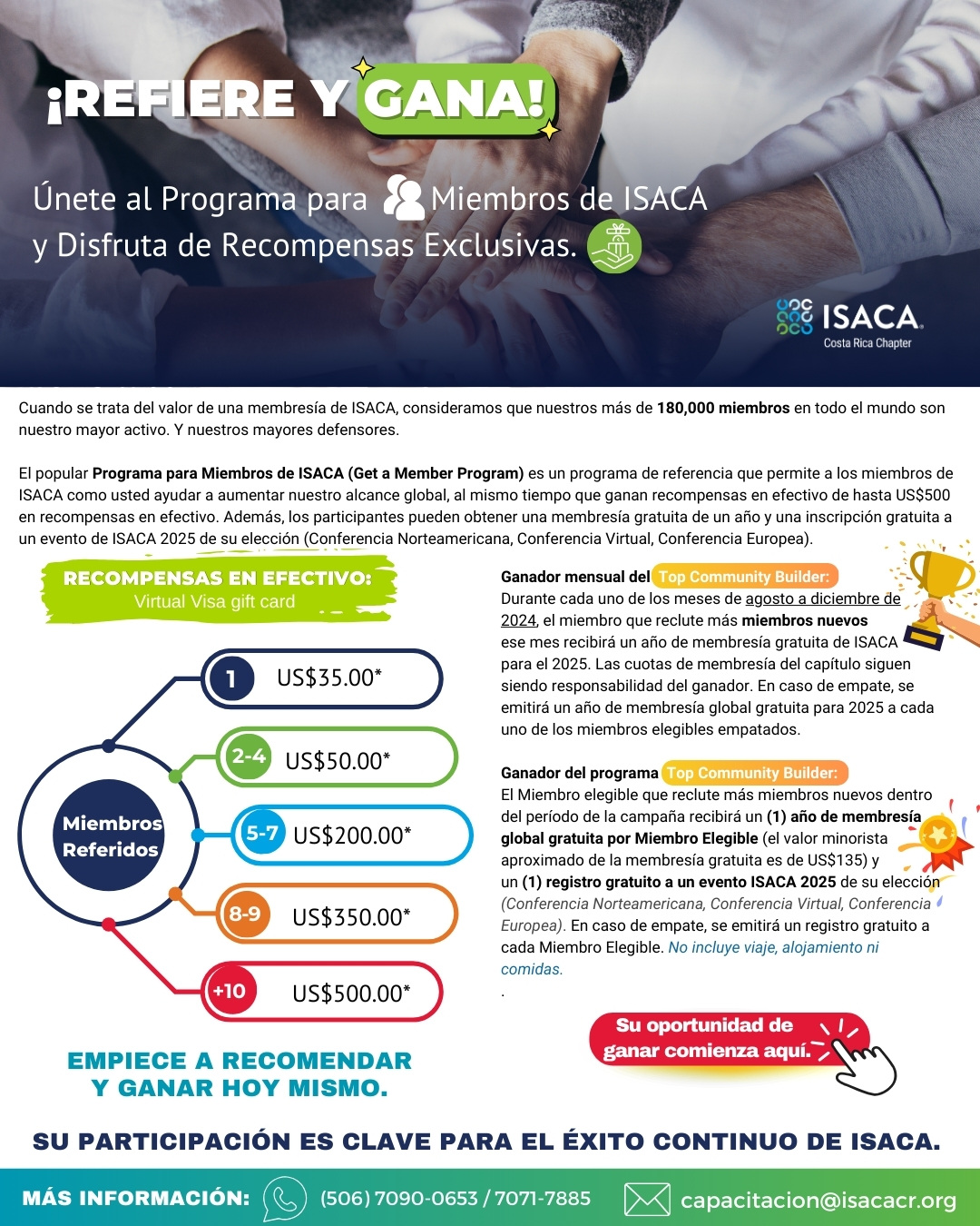 Refiere y Gana! nete al Programa para  Miembros de ISACA y Disfruta de Recompensas Exclusivas.